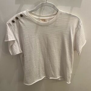 Nation LTD Cream Button-Shoulder Tee